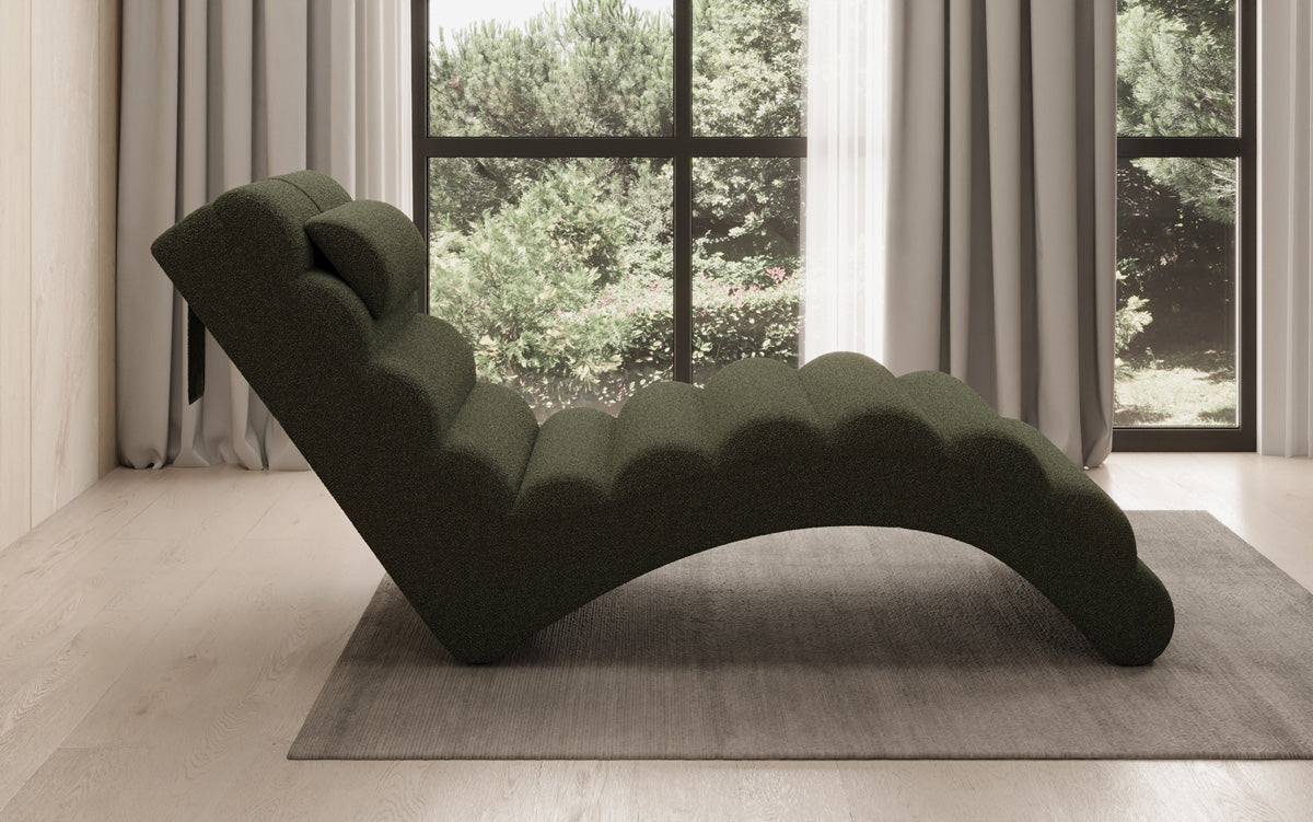 Chaise longue de designer Malina en Bouclé