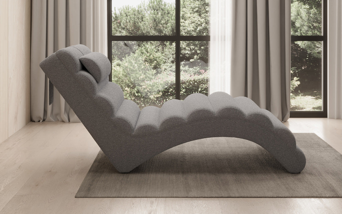 Chaise longue de designer Malina en Bouclé