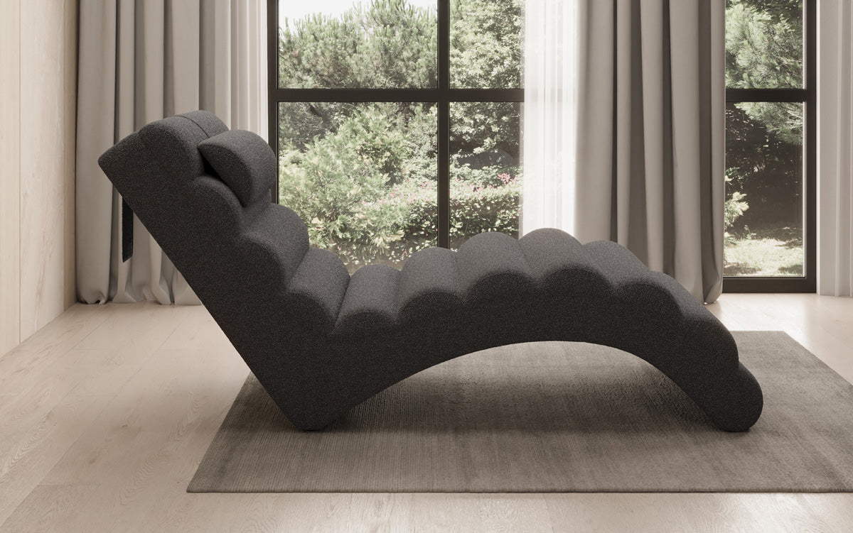Chaise longue de designer Malina en Bouclé