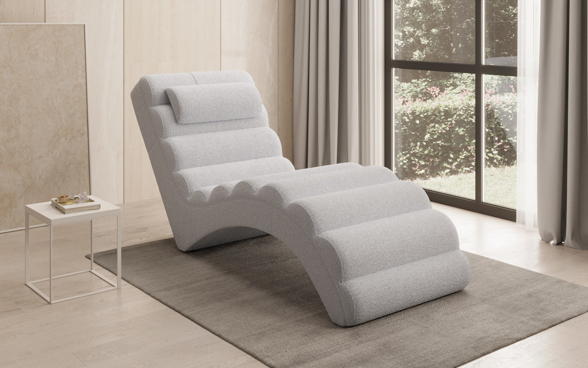 Chaise longue de designer Malina en Bouclé