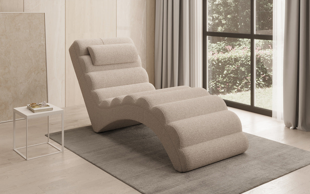Chaise longue de designer Malina en Bouclé