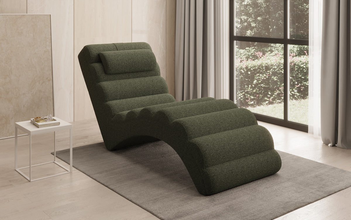 Chaise longue de designer Malina en Bouclé