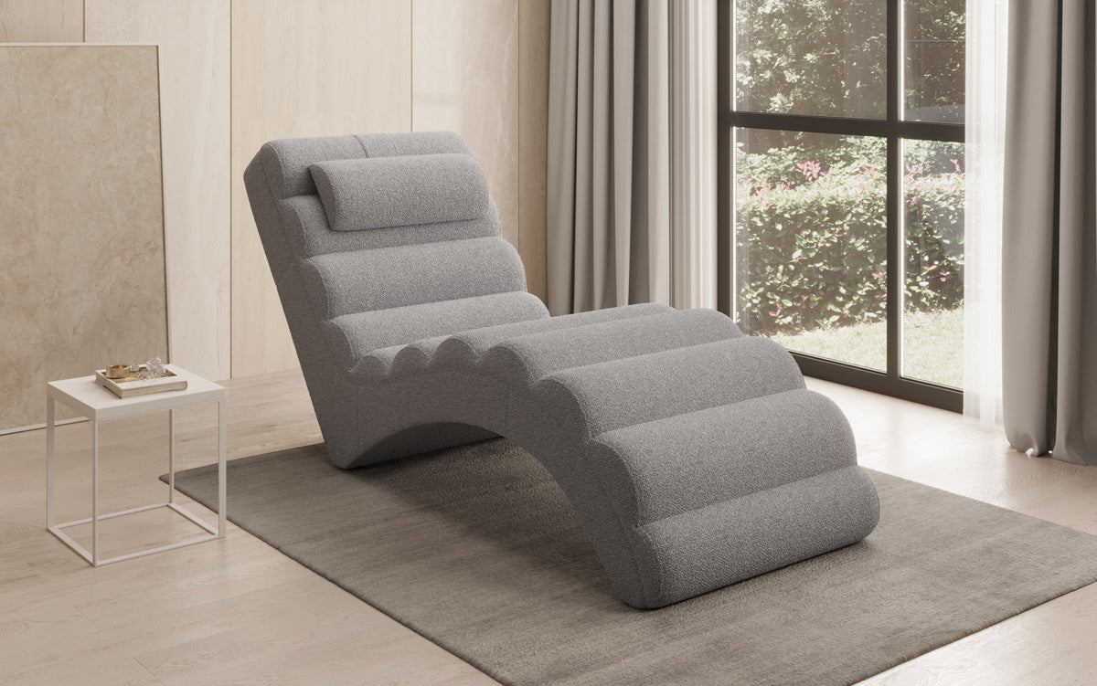 Chaise longue de designer Malina en Bouclé