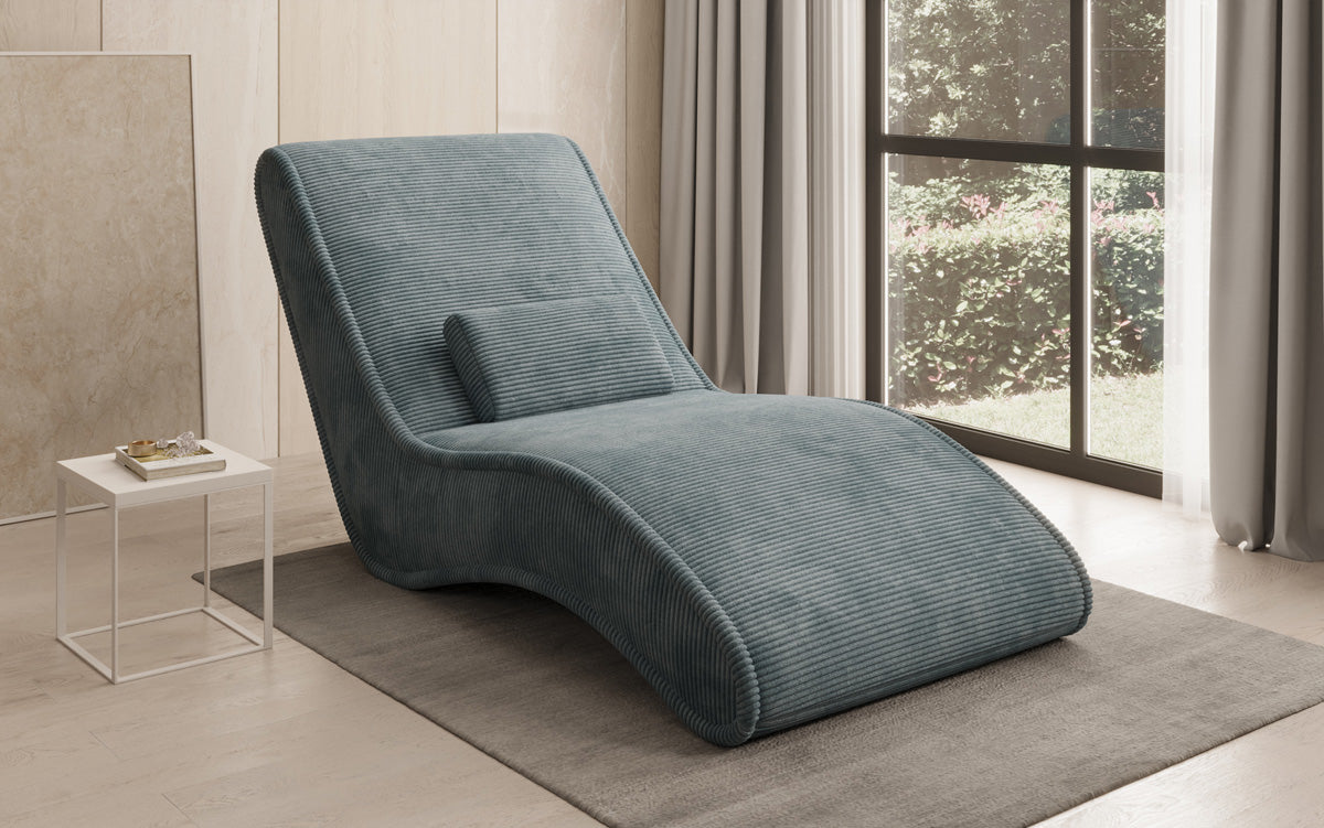 Chaise longue de designer Lunaris 80 en Côtelé