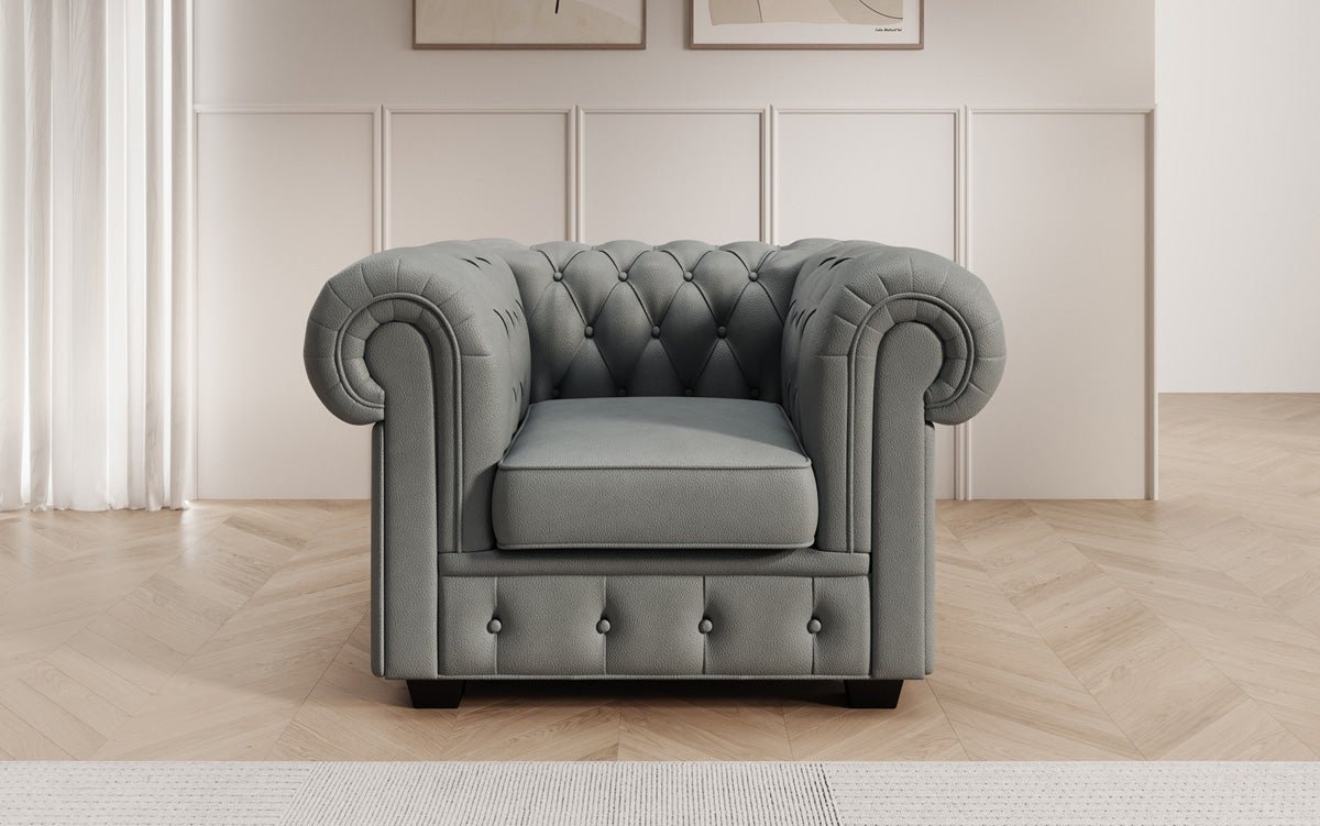 Fauteuil Chesterfield Royal en cuir véritable