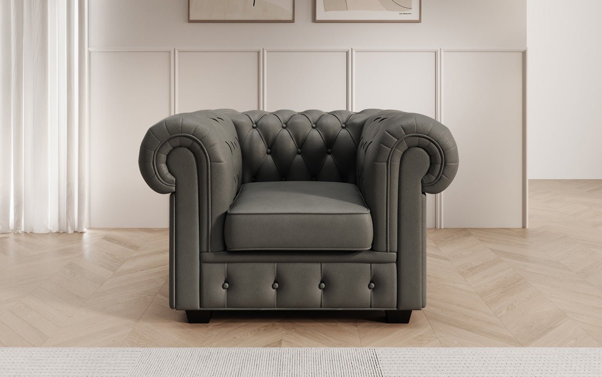 Fauteuil Chesterfield Royal en cuir véritable