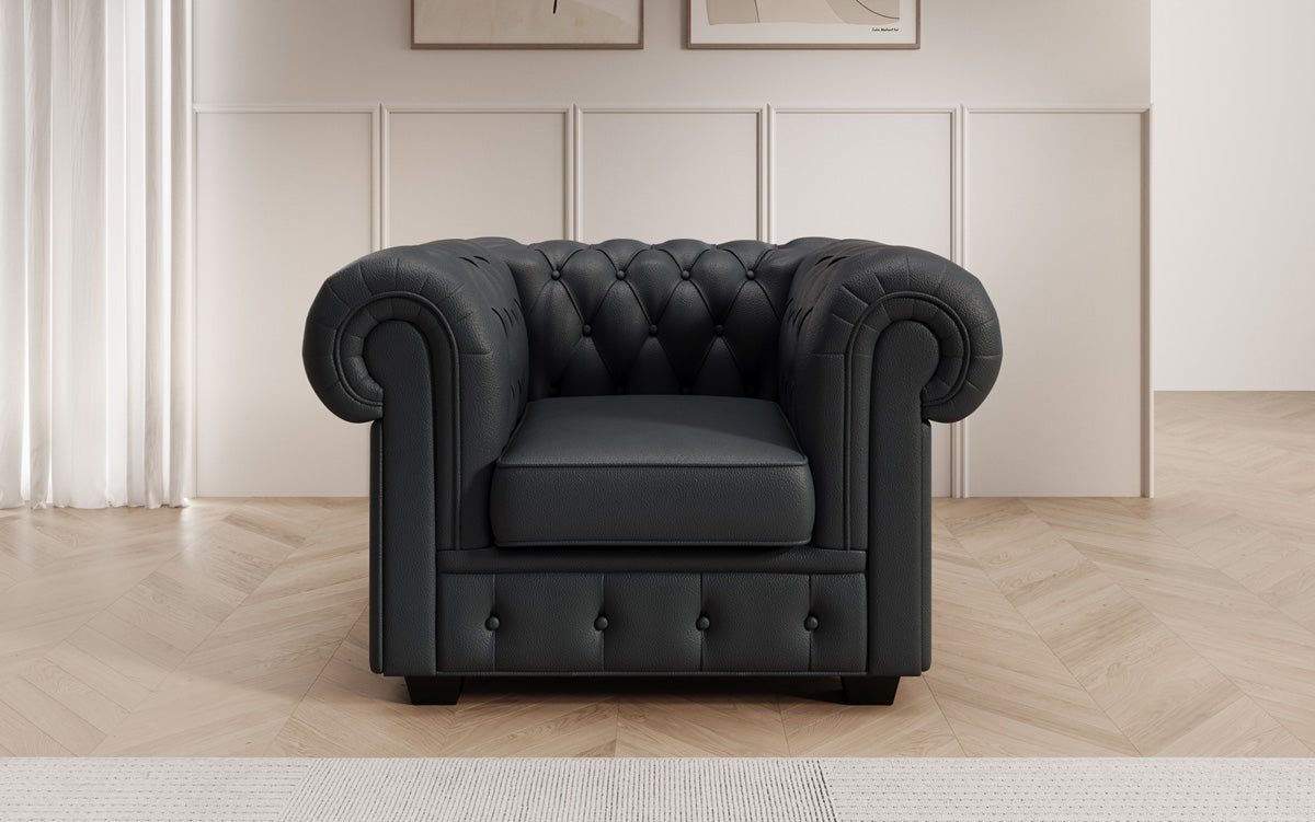 Fauteuil Chesterfield Royal en cuir véritable