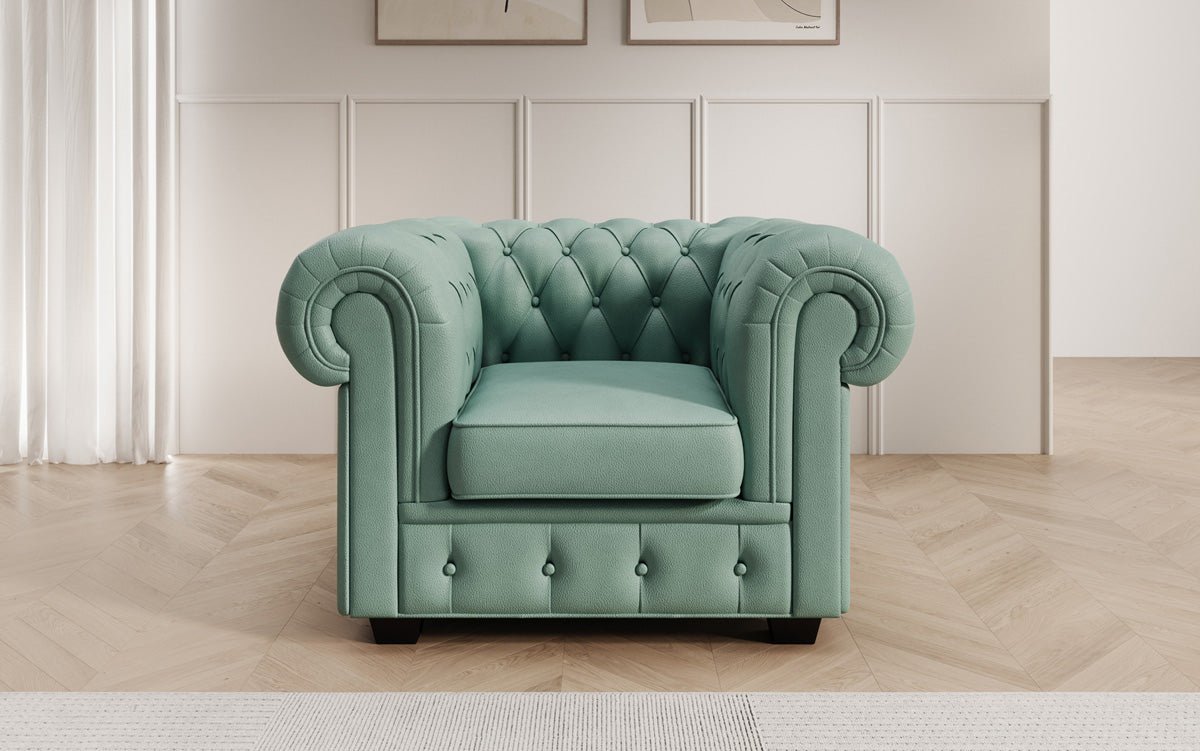Fauteuil Chesterfield Royal en cuir véritable