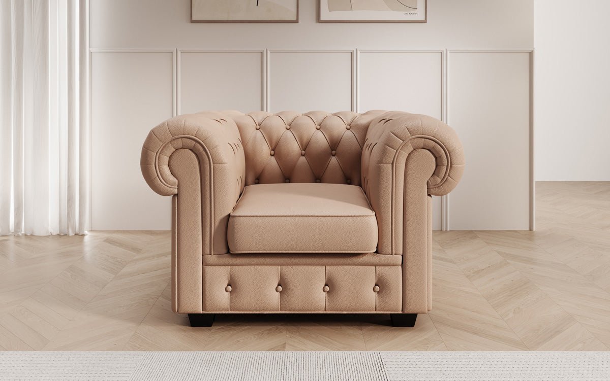 Fauteuil Chesterfield Royal en cuir véritable