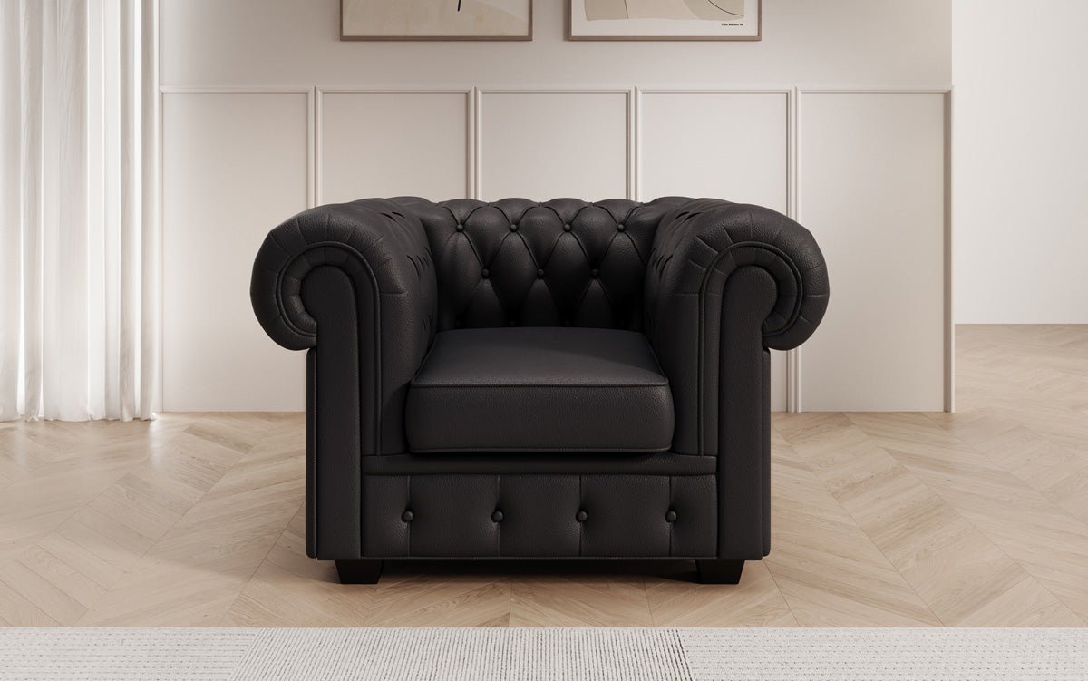 Fauteuil Chesterfield Royal en cuir véritable