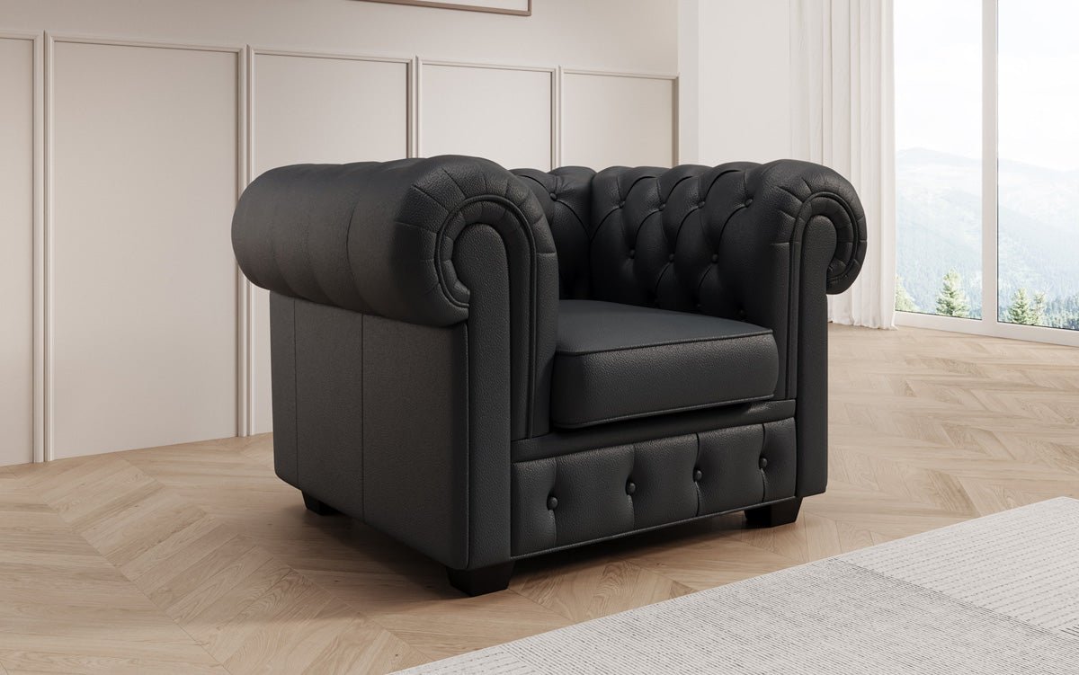Fauteuil Chesterfield Royal en cuir véritable