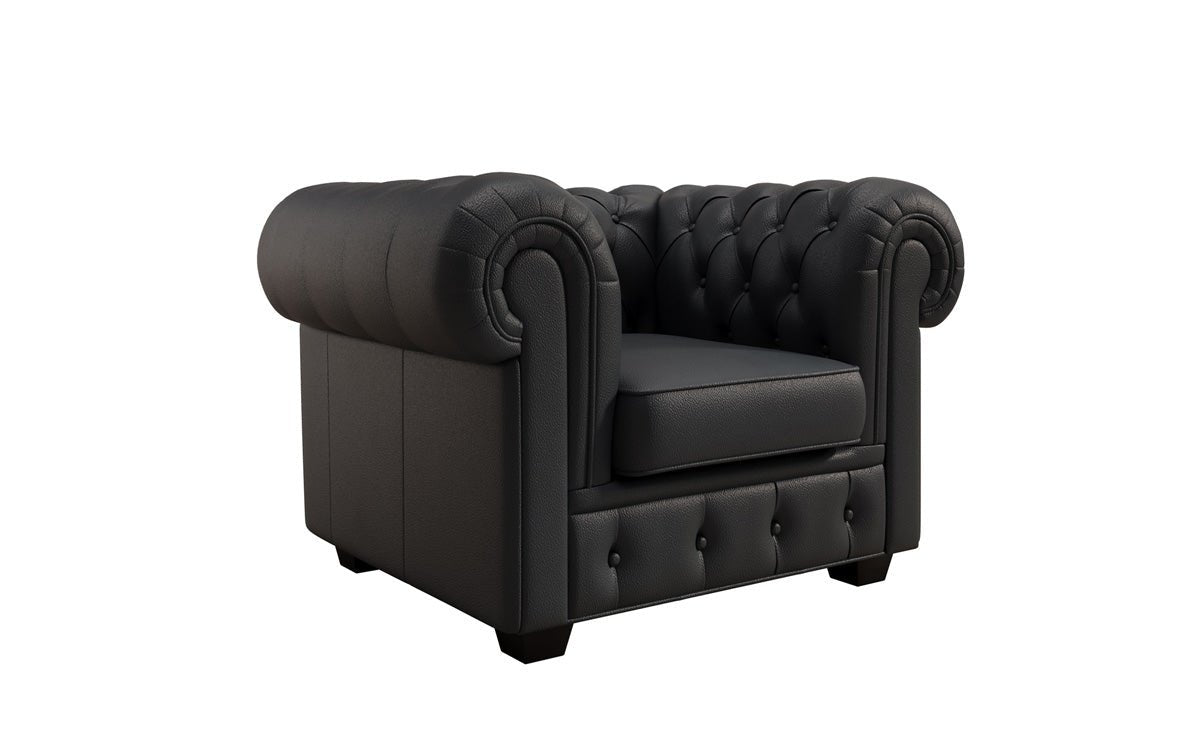 Fauteuil Chesterfield Royal en cuir véritable