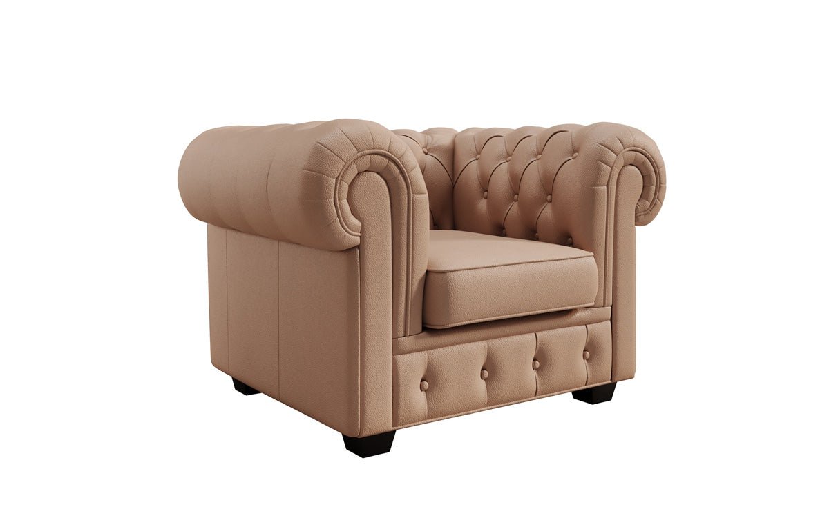 Fauteuil Chesterfield Royal en cuir véritable
