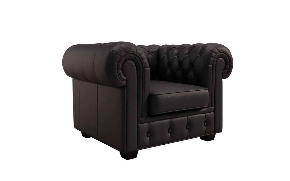 Fauteuil Chesterfield Royal en cuir véritable