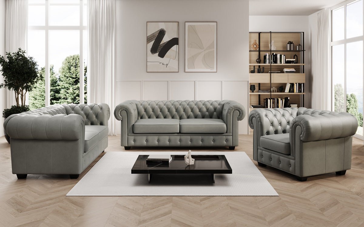 Ensemble de canapés Chesterfield Royal 3+2+1 en cuir véritable