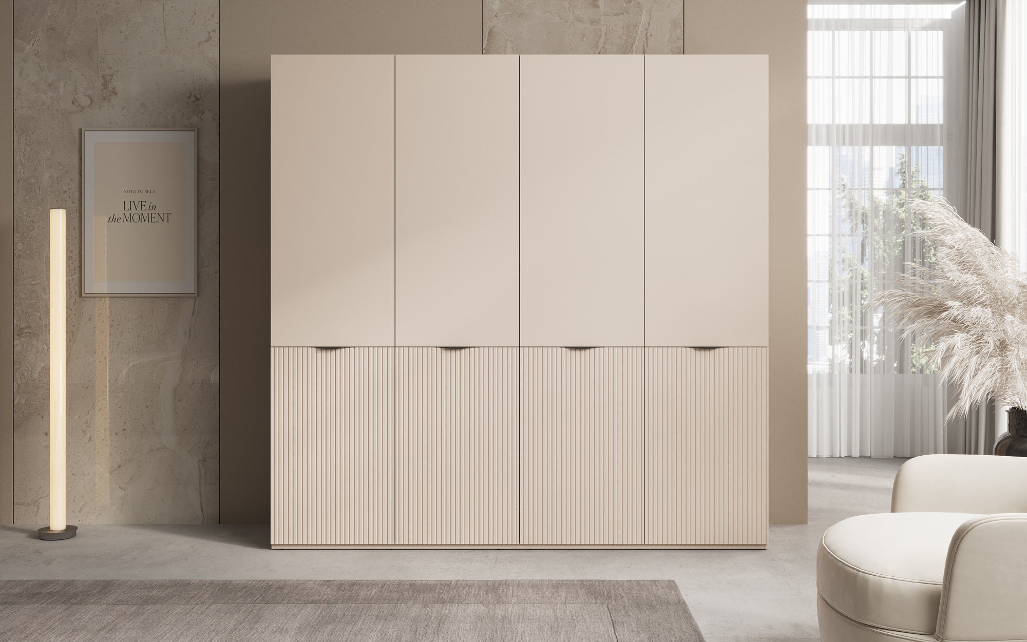 Modulo Elen – Armoire à deux modules avec façade structurée