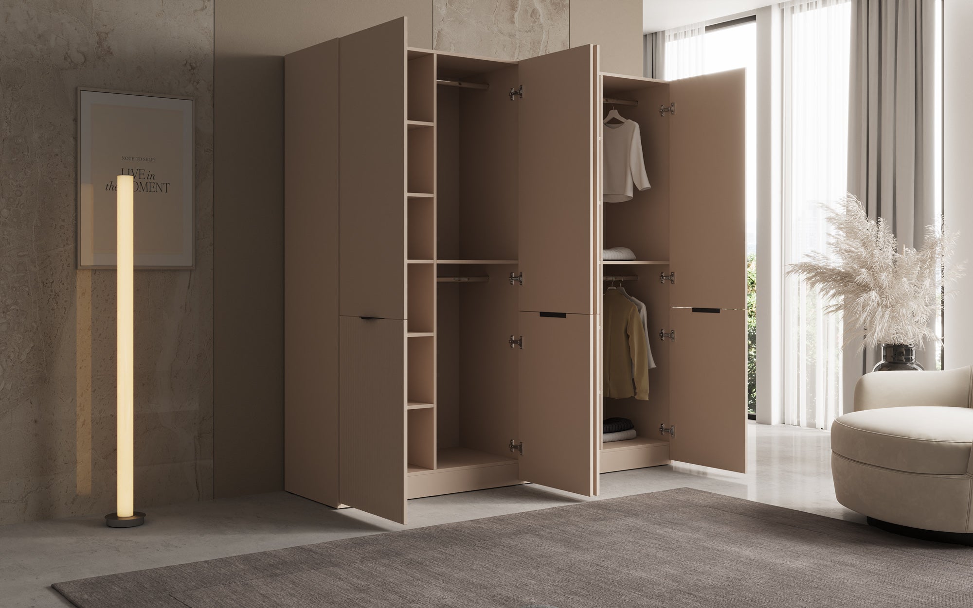 Modulo Elen – Armoire à deux modules avec façade structurée