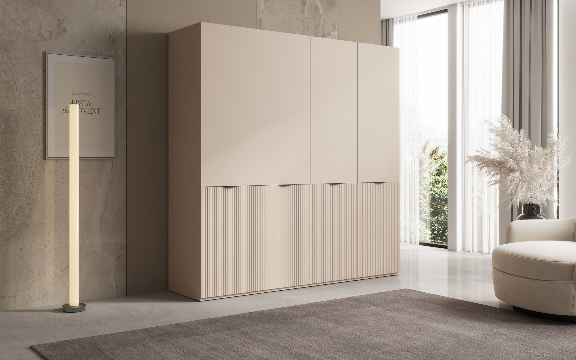 Modulo Elen – Armoire à deux modules avec façade structurée
