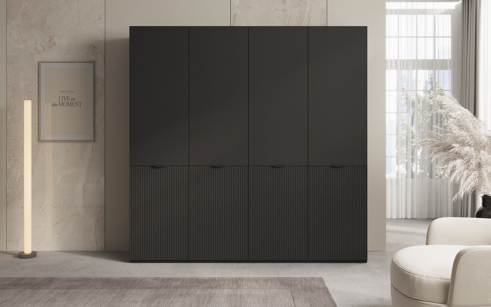Modulo Elen – Armoire à deux modules avec façade structurée