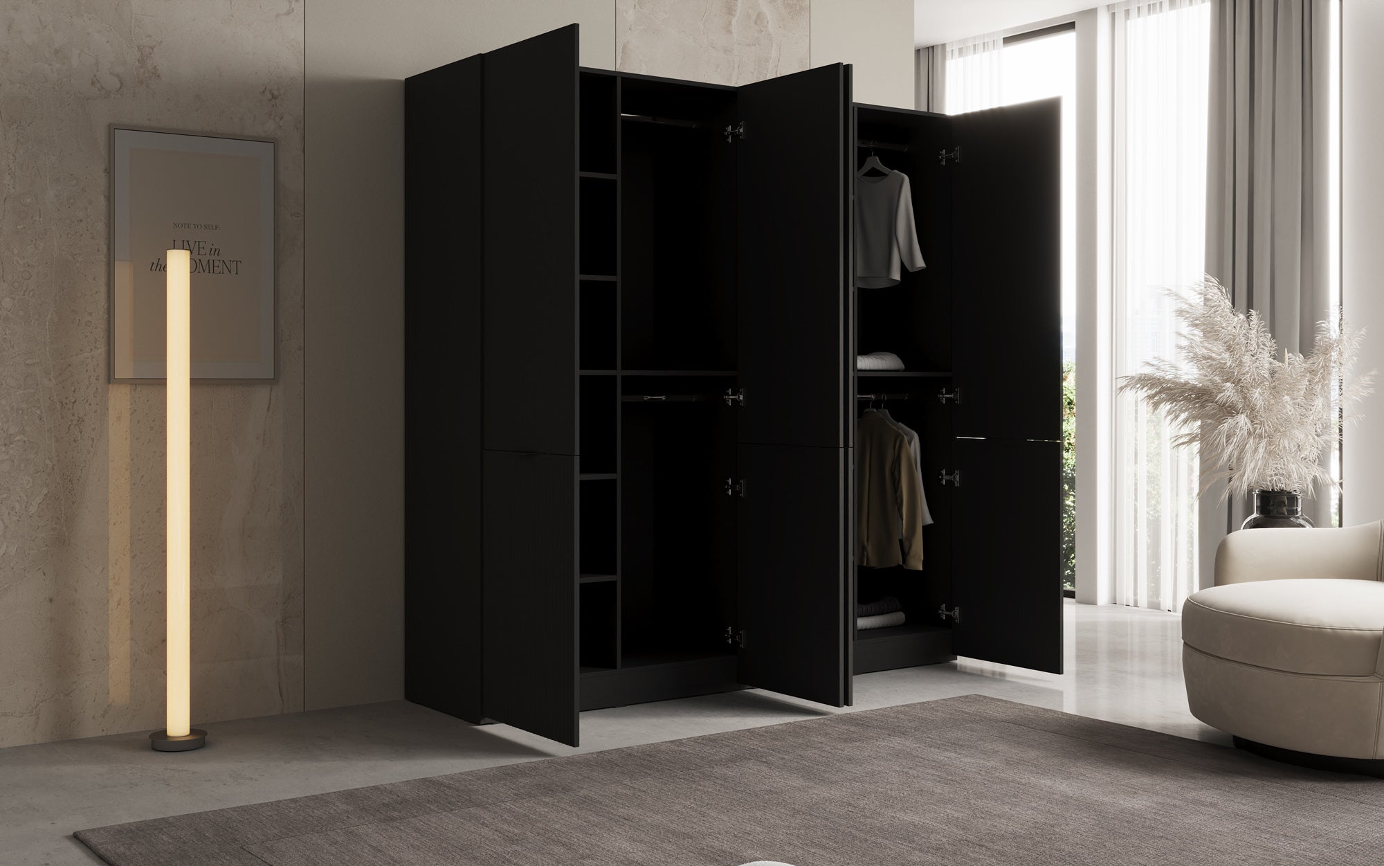 Modulo Elen – Armoire à deux modules avec façade structurée