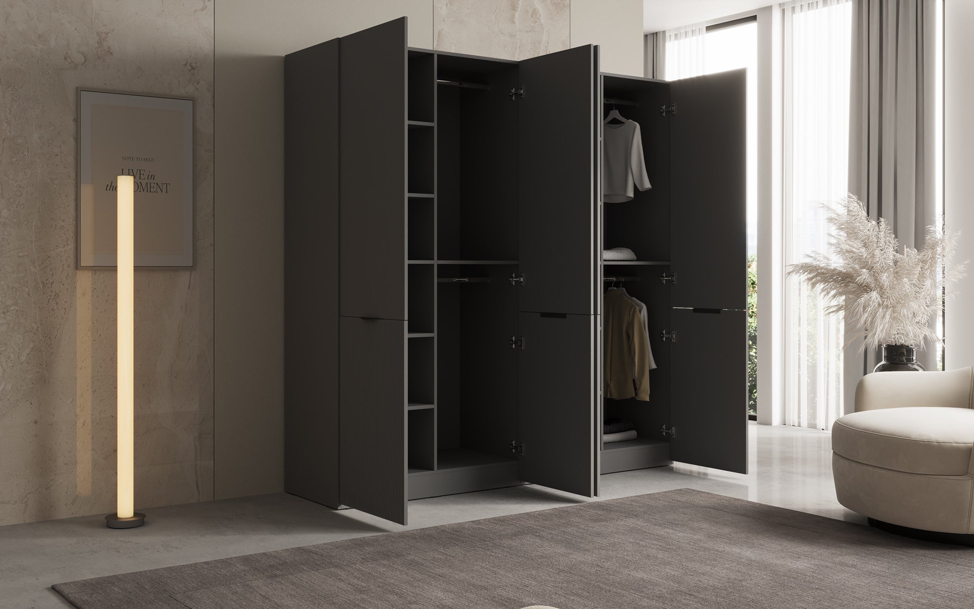 Modulo Elen – Armoire à deux modules avec façade structurée