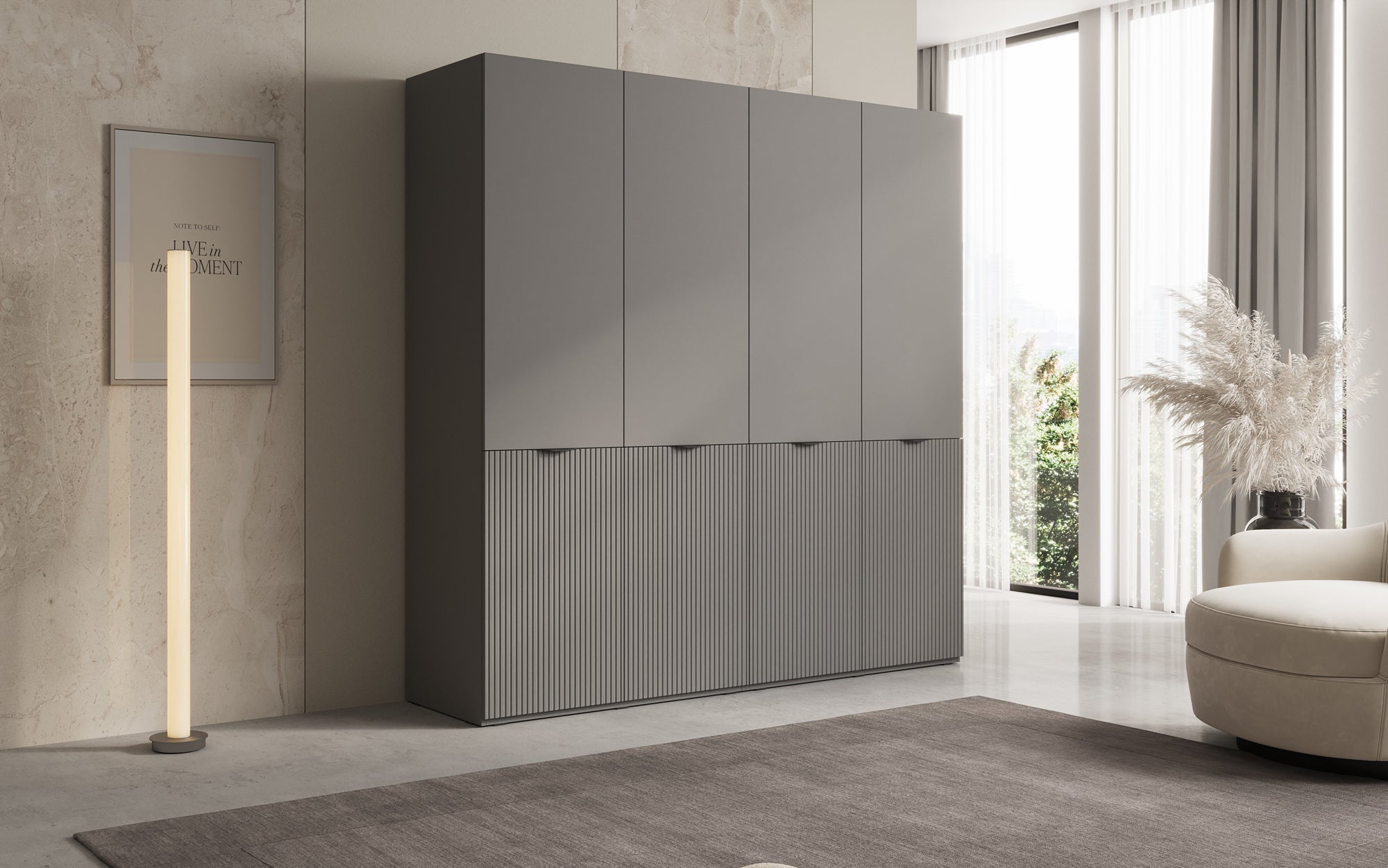 Modulo Elen – Armoire à deux modules avec façade structurée
