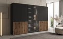 Moduro Serin – Armoire design à trois modules avec façade en bois et verre structuré