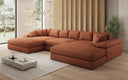 Designer Sofa Bernardo U mit breiter Ottomane in Strukturstoff