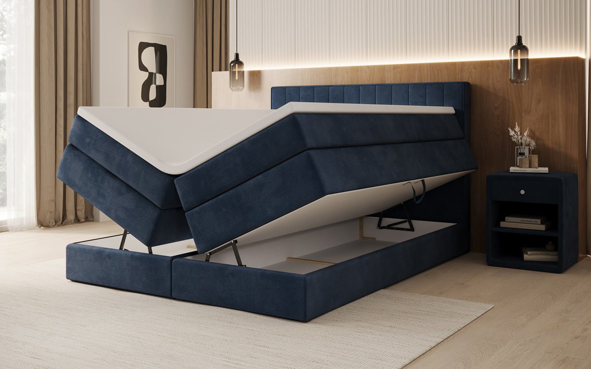 Lit boxspring Avera avec rangement en Velours