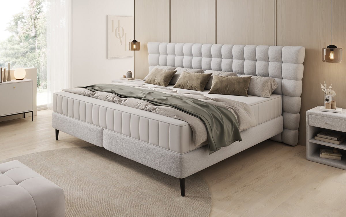 Lit boxspring familial Bellanova en 220/240x200 en Bouclé