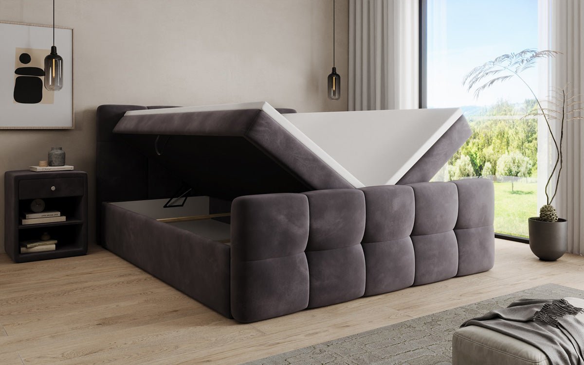 Boxspringbett Cozy Samt mit Stauraum