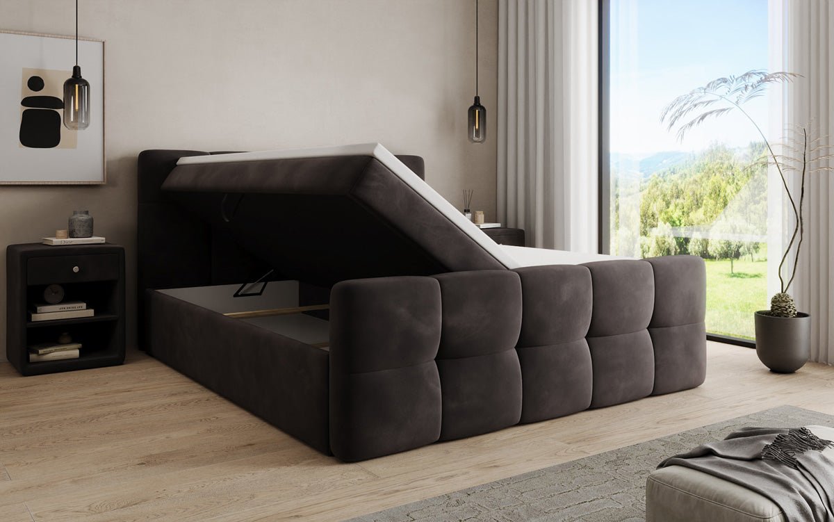 Boxspringbett Cozy Samt mit Stauraum