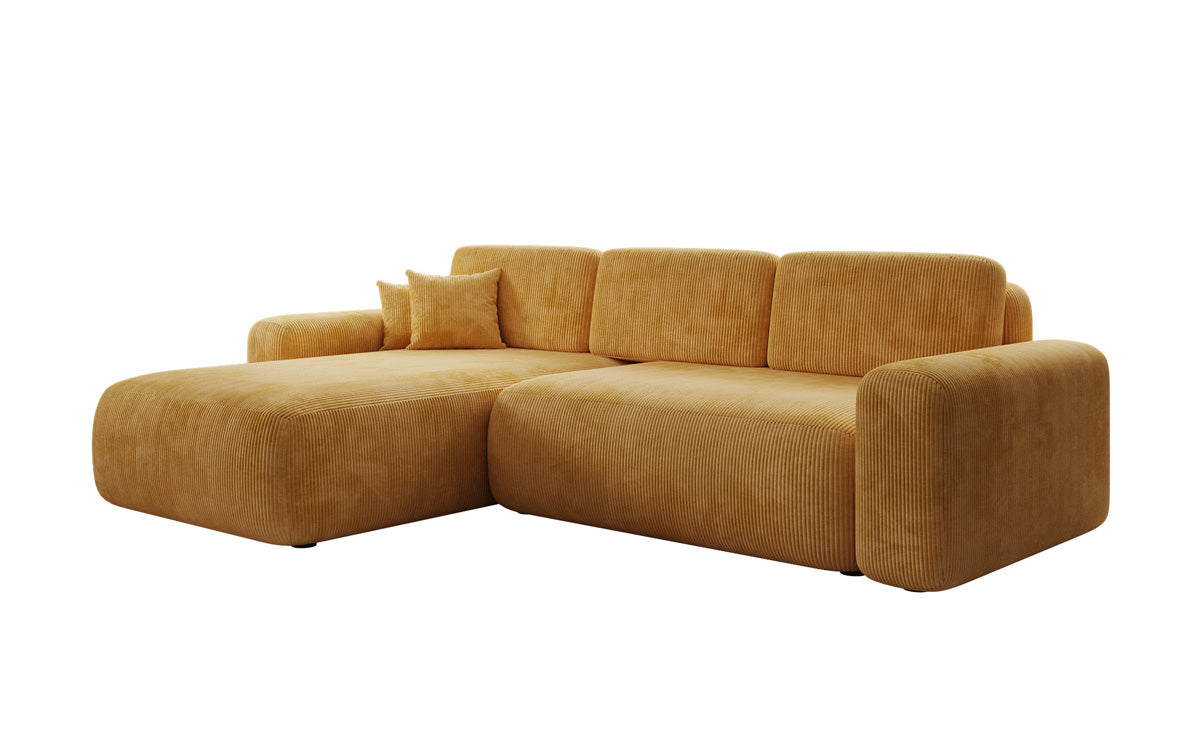Canapé d’angle design Lola avec fonction couchage et fonction rabattable en Côtelé