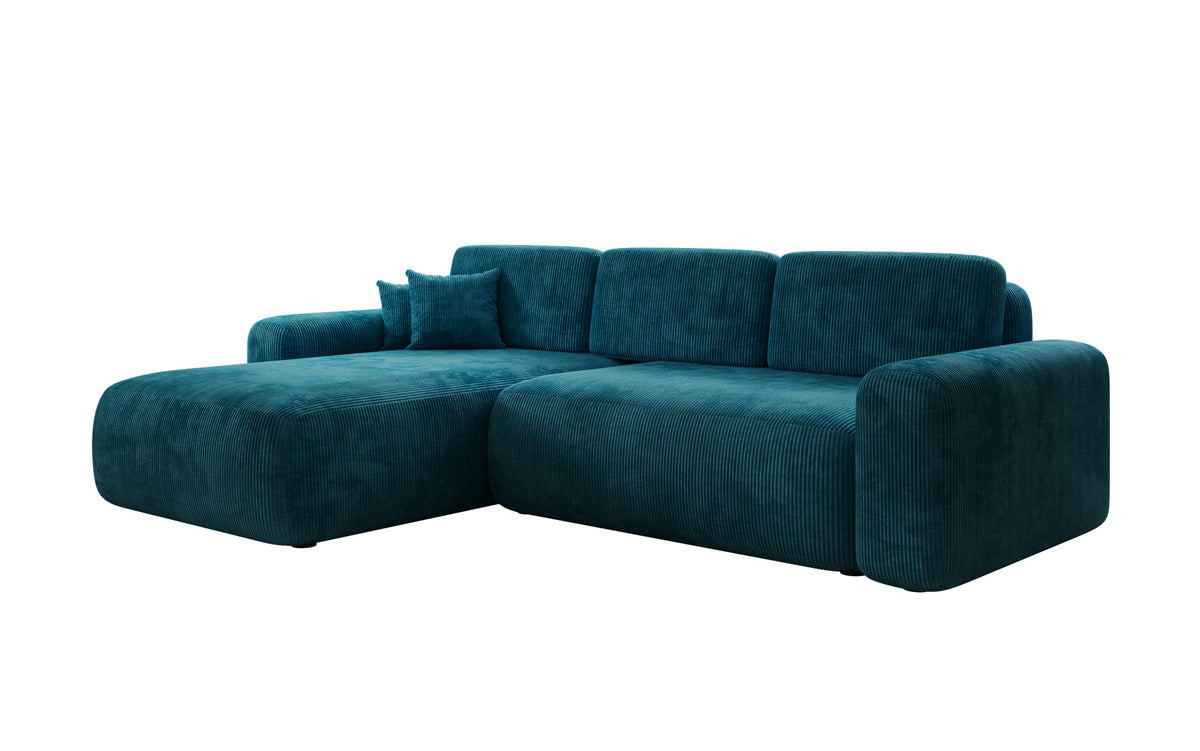 Canapé d’angle design Lola avec fonction couchage et fonction rabattable en Côtelé