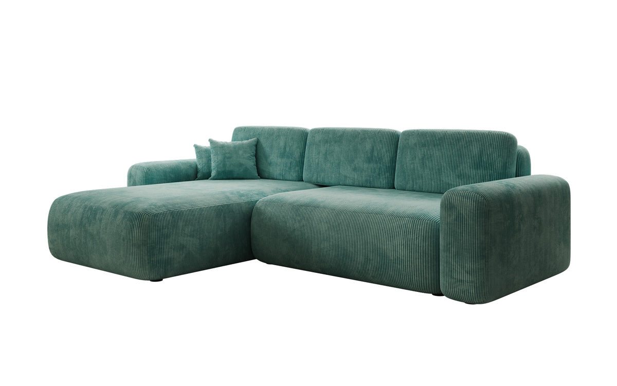 Canapé d’angle design Lola avec fonction couchage et fonction rabattable en Côtelé