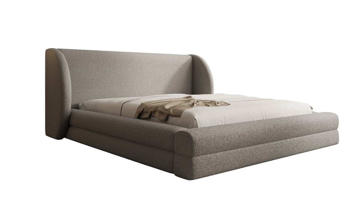 Designer Polsterbett Liv in Teddy Bouclé mit Stauraum