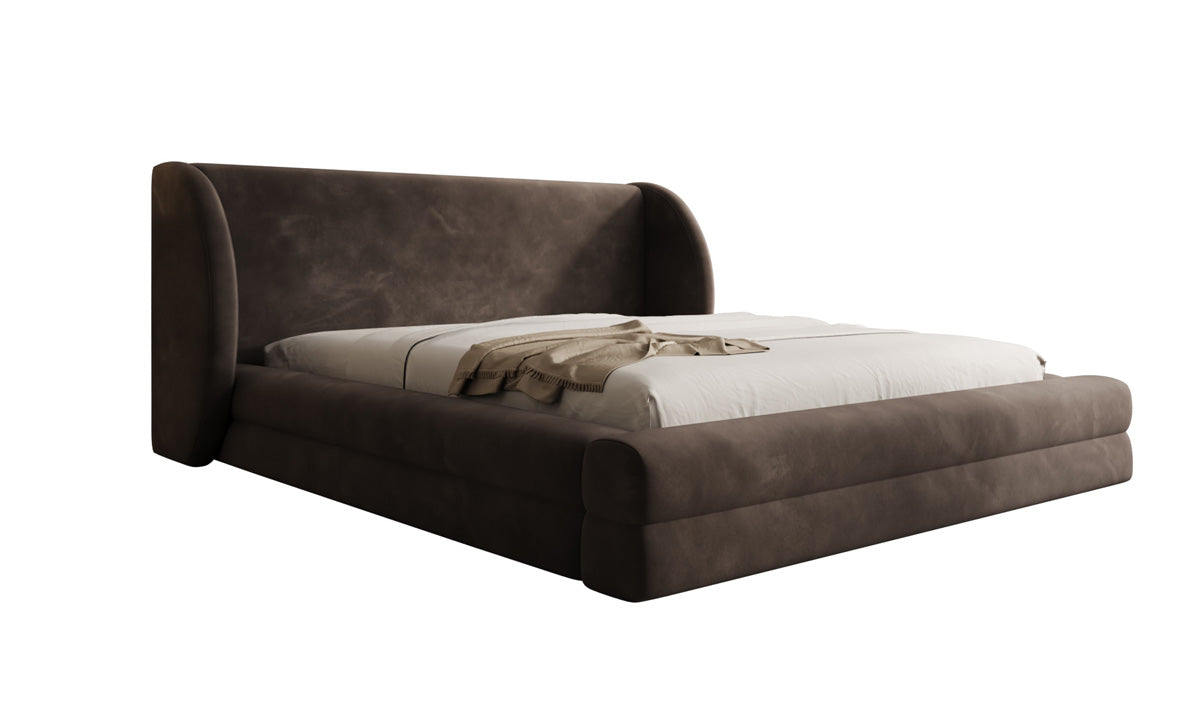 Lit rembourré design Liv en Velours avec espace de rangement