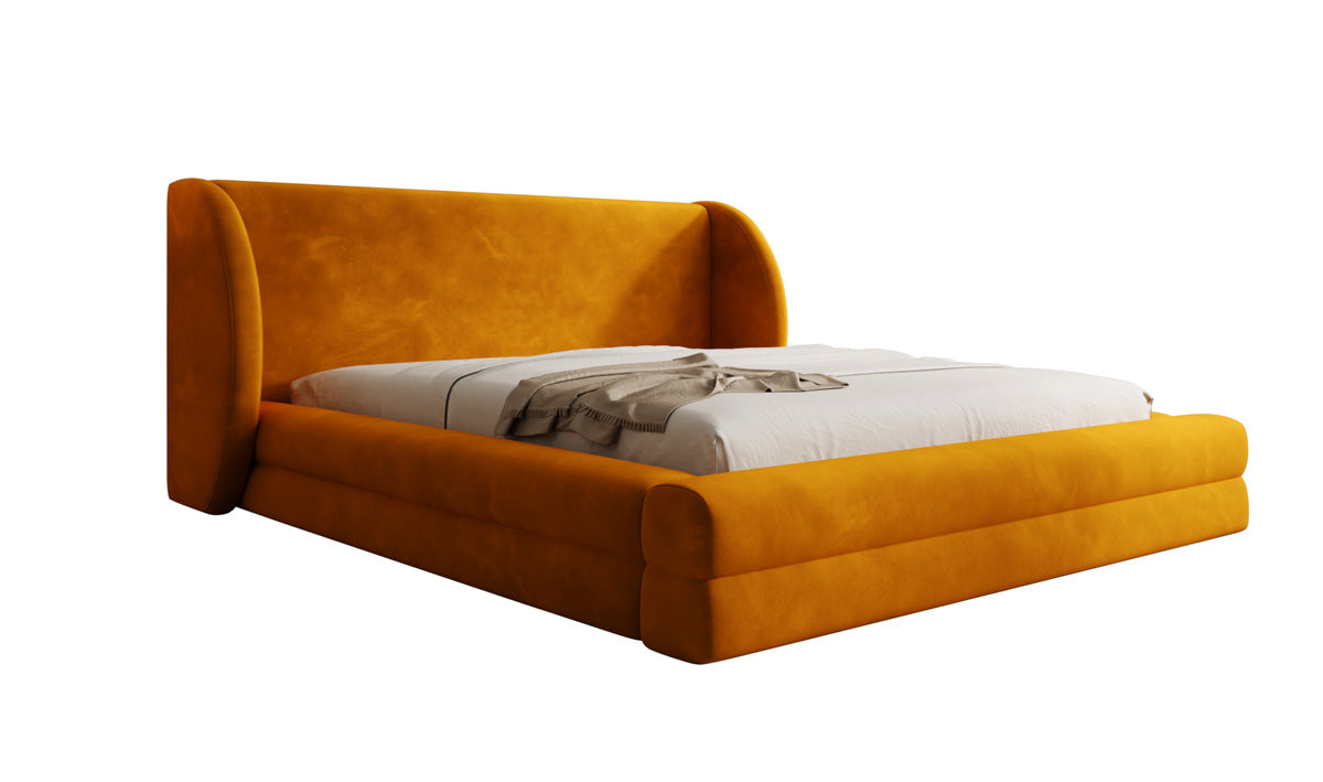 Lit rembourré design Liv en Velours avec espace de rangement