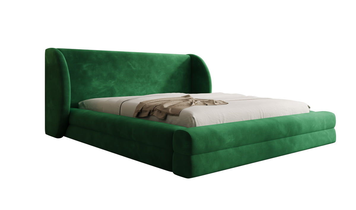 Lit rembourré design Liv en Velours avec espace de rangement