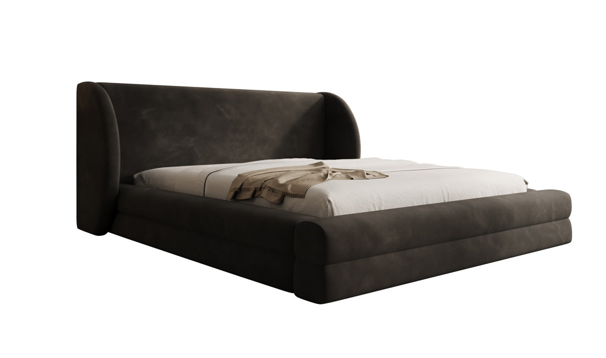 Lit rembourré design Liv en Velours avec espace de rangement