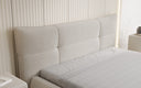 Lit rembourré design Gioia en Peluche Bouclé avec espace de rangement