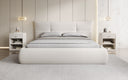 Lit rembourré design Gioia en Peluche Bouclé avec espace de rangement