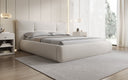 Lit rembourré design Gioia en Peluche Bouclé avec espace de rangement