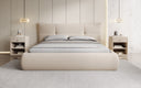 Lit rembourré design Gioia en Peluche Bouclé avec espace de rangement