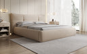 Lit rembourré design Gioia en Peluche Bouclé avec espace de rangement