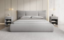 Lit rembourré design Gioia en Peluche Bouclé avec espace de rangement