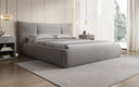 Lit rembourré design Gioia en Peluche Bouclé avec espace de rangement