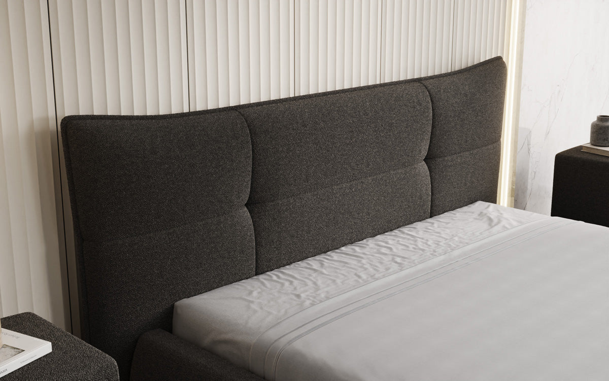 Lit rembourré design Gioia en Peluche Bouclé avec espace de rangement