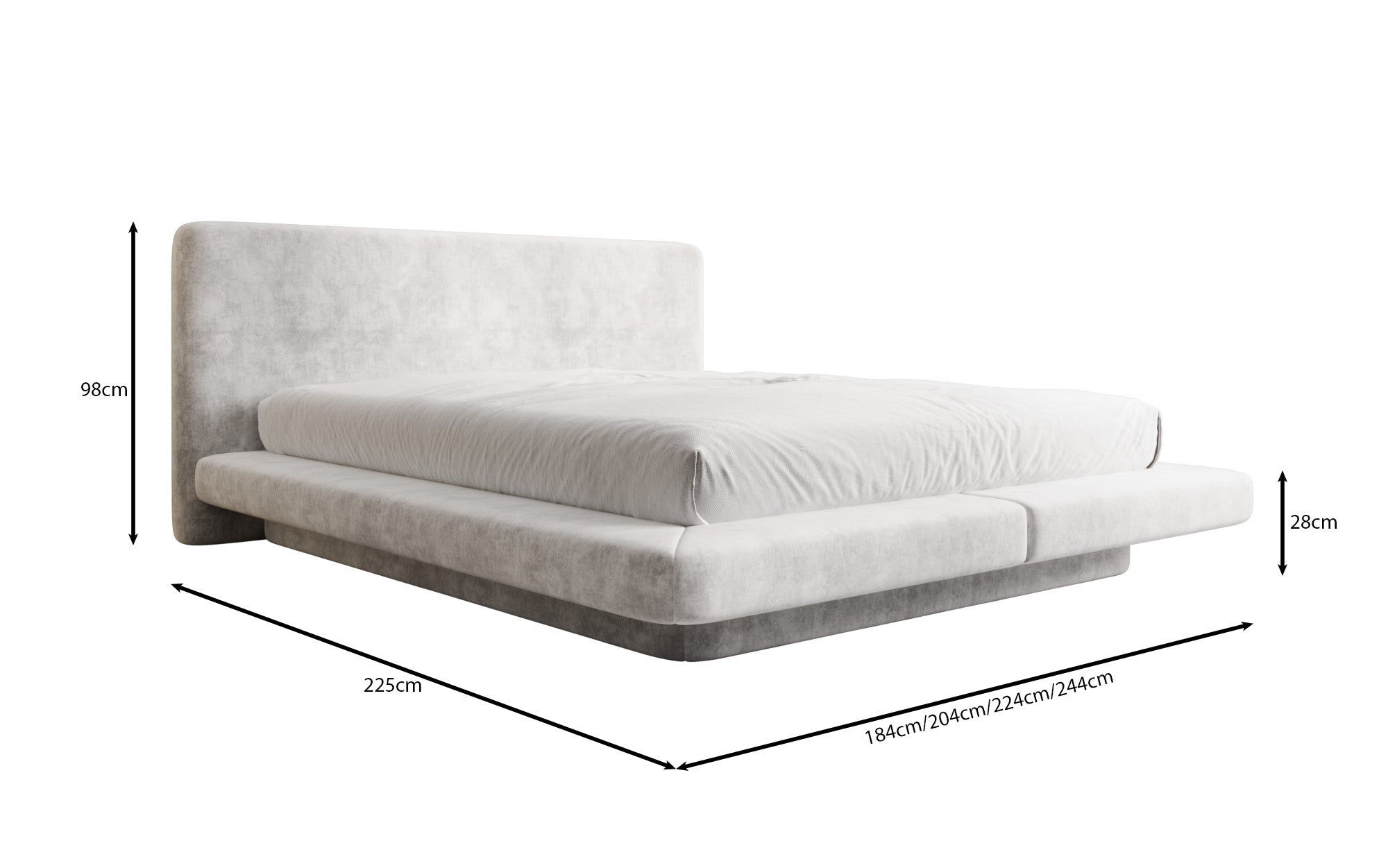 Lit rembourré design Yumi en Velours