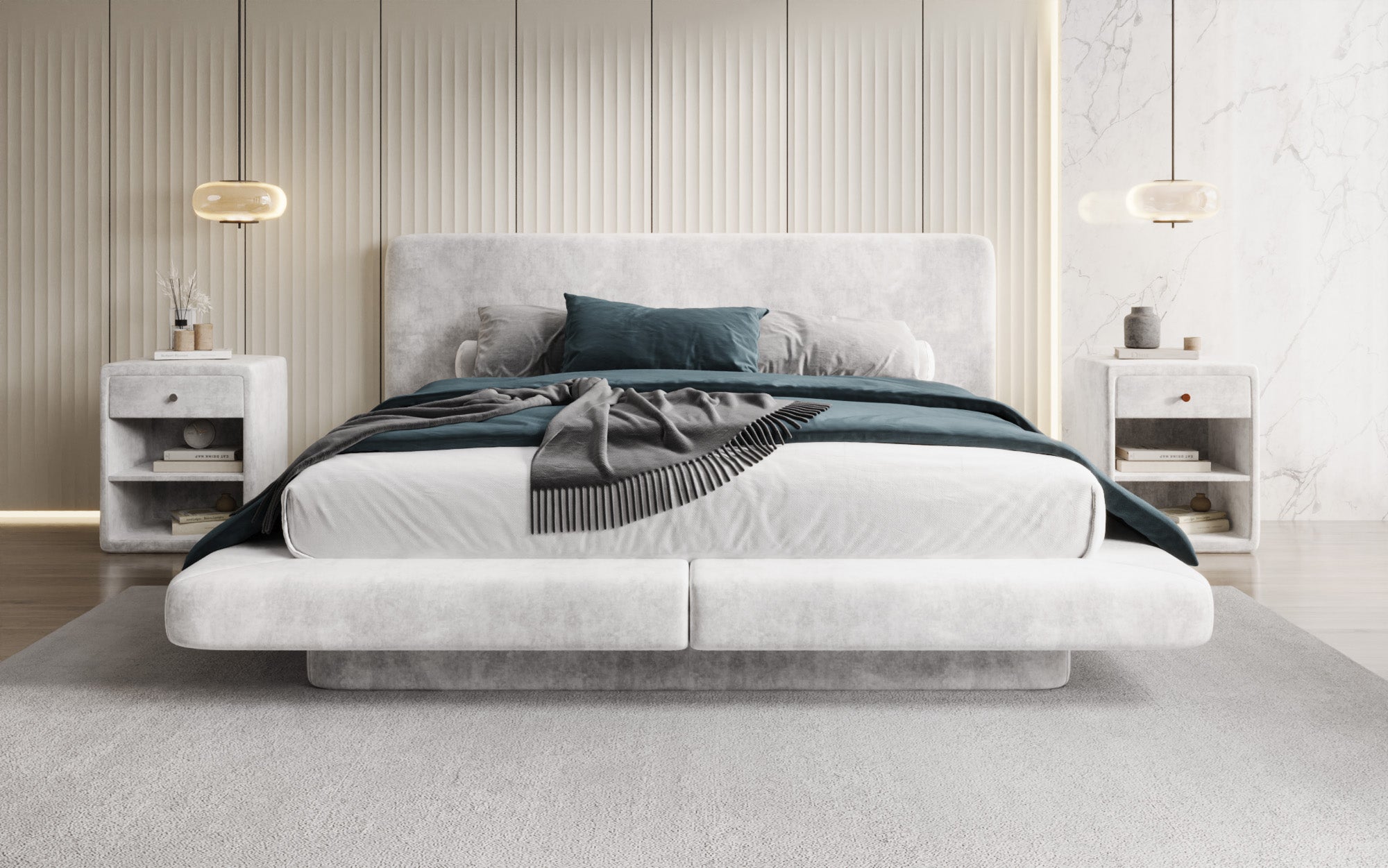 Lit rembourré design Yumi en Velours